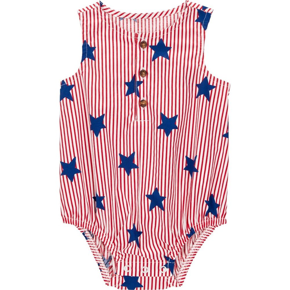 Carter's Child Of Mine BABY UNISEX Stars & Stripes Romper SIZE 0-3 MONTHS NEW